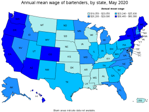 bartender salary by state